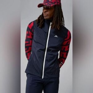NWT J. Lindeberg Men’s Ash Light Navy Packable Full Zip Vest Golf- Size XL